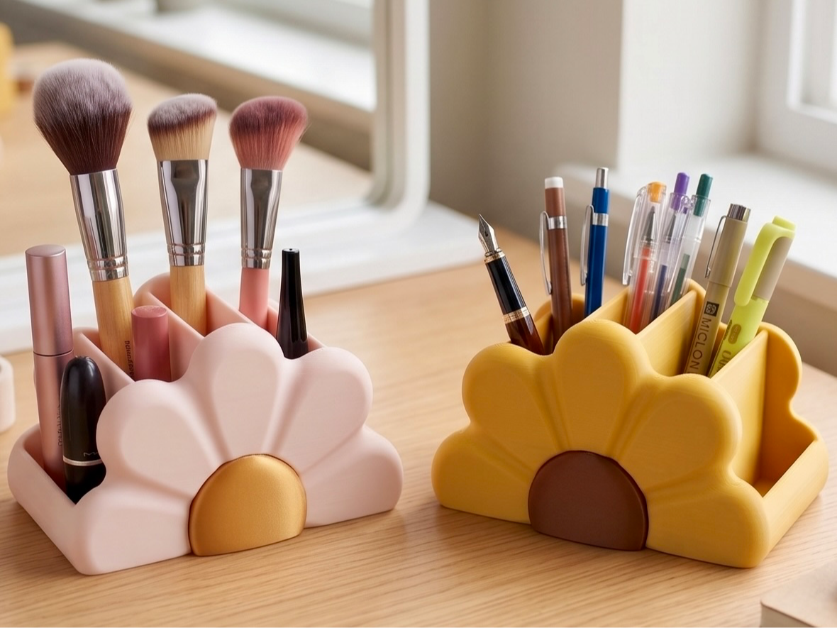 Beautiful Floral Desk & Makeup Organizer - 1