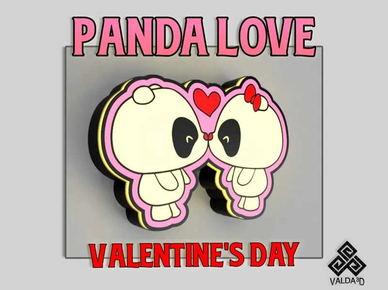 Panda Love - Valentine's Day Lamp Lightbox
