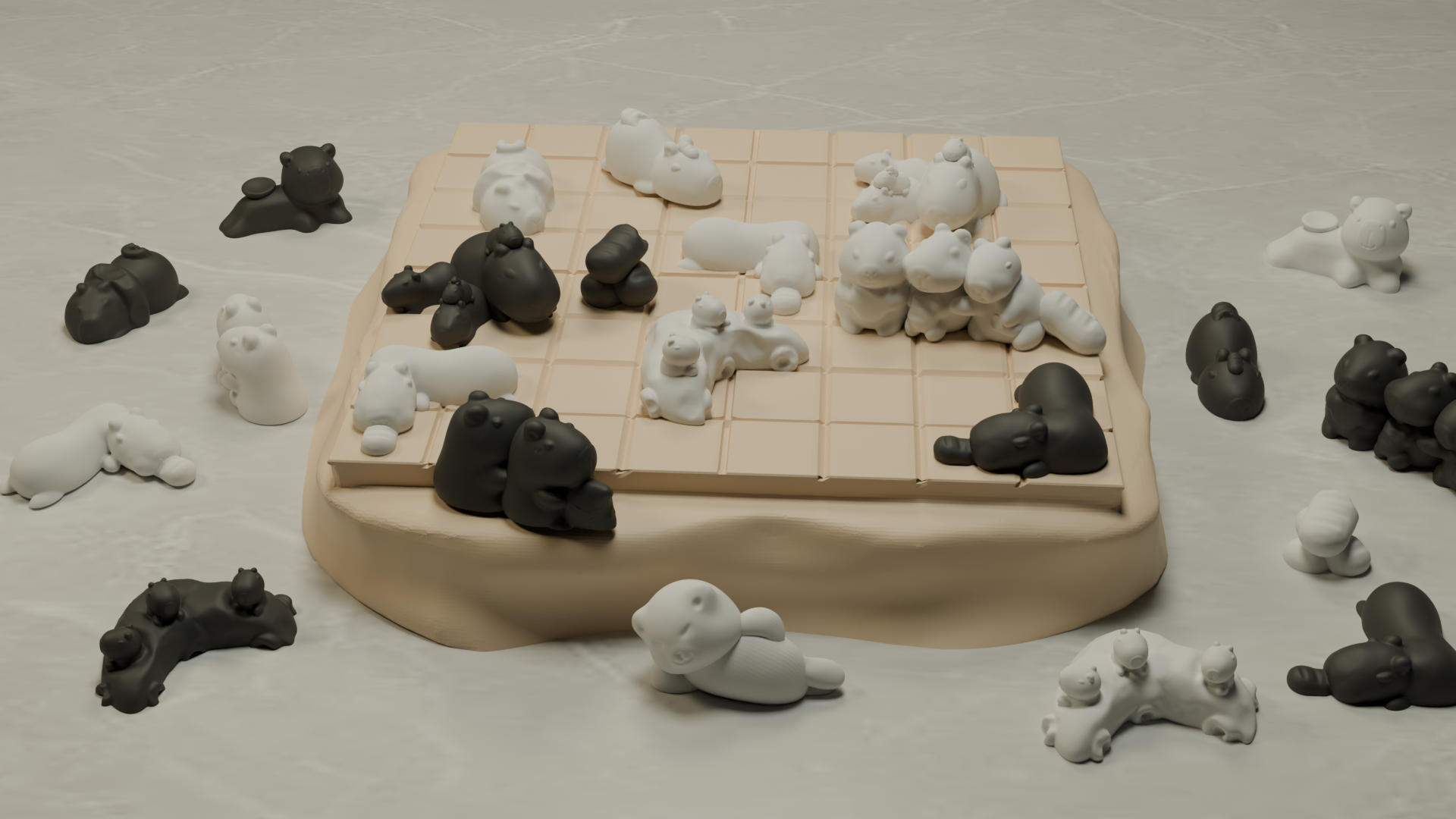 Miniatura 2 do modelo 3D 卡皮巴拉猫咪棋
