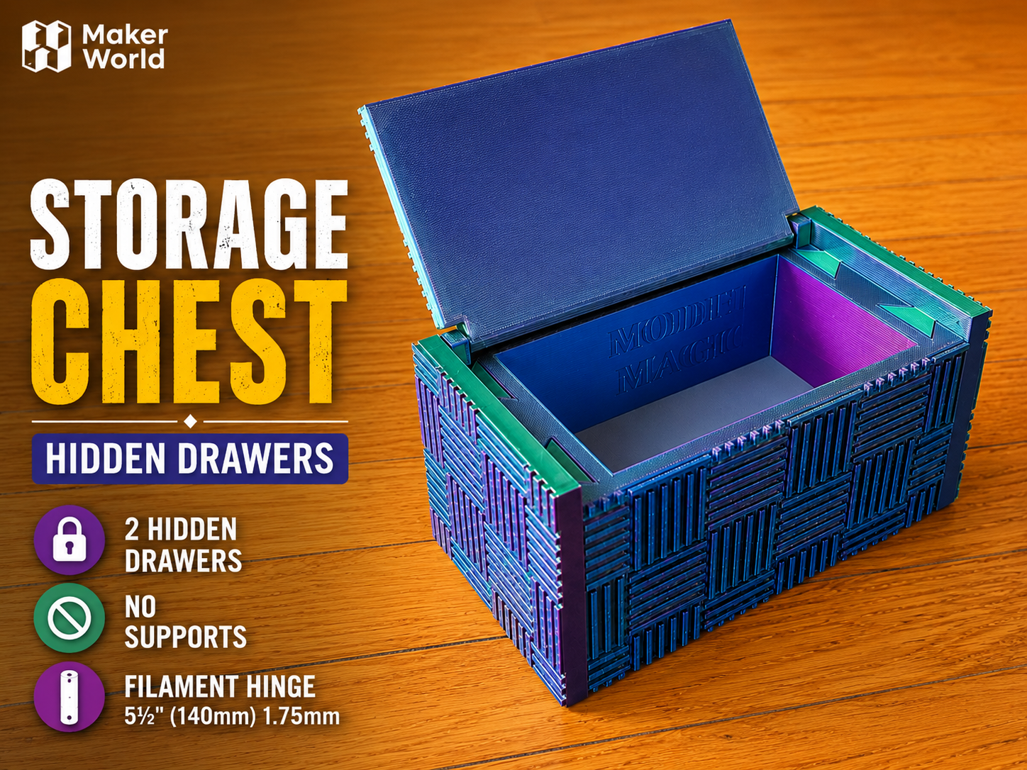 Storage Chest with Hidden Drawers. no suport