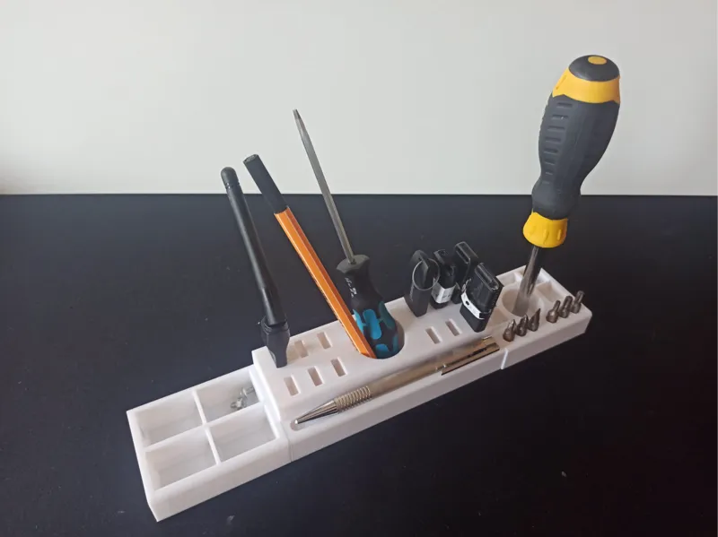 Modular DIY desk organiser for workshop &PC repair