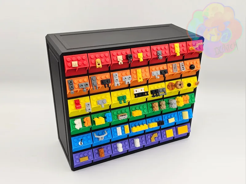 Modular Brick Organizer with Studded Drawer Labels