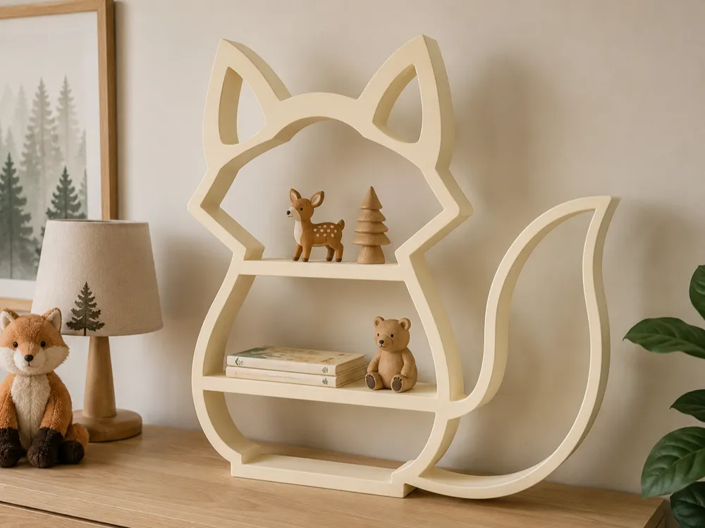 Estante o repisa: Cute Fox Kids Shelf – Tabletop or Wall Mounted. Referencia del modelo original.