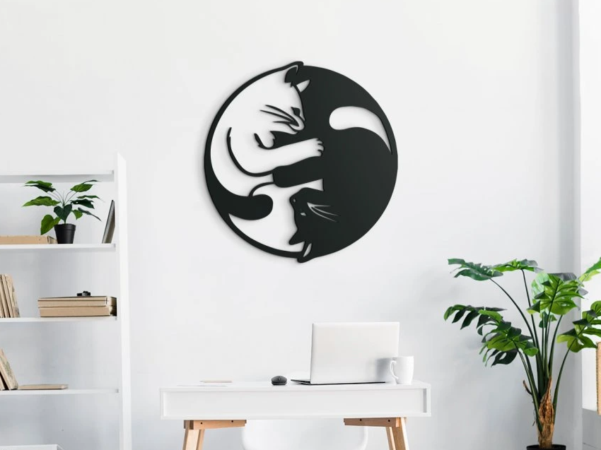 Yin and Yang Cats 3D Wall Sticker