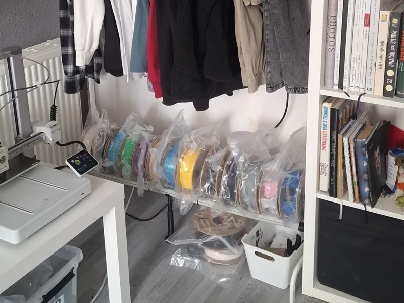 Filament Holder Mounted on IKEA Clothes Rack Hook