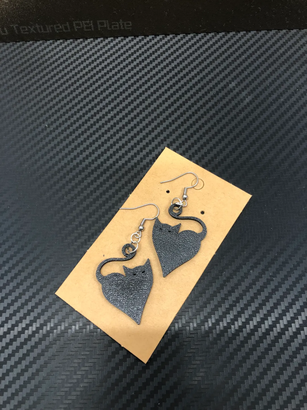 Black Cat heart earrings view 2
