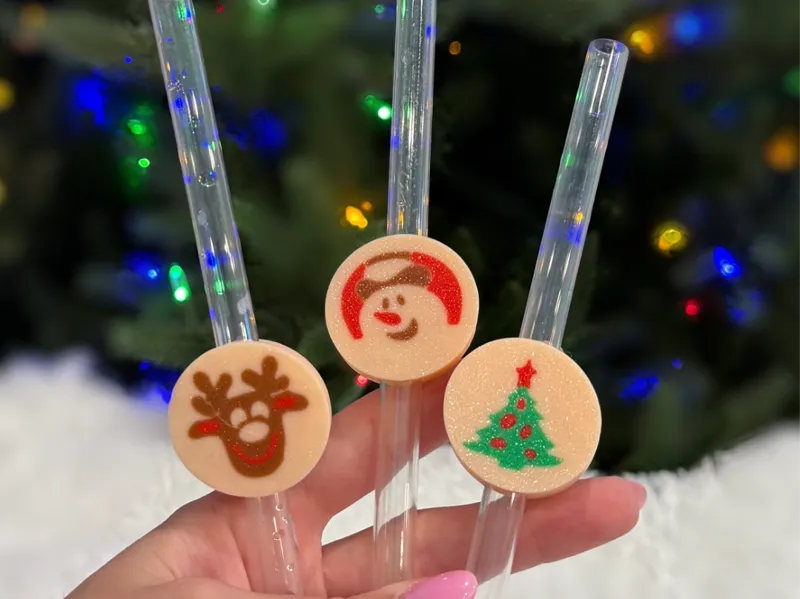 Christmas Sugar Cookie Straw Accessory 