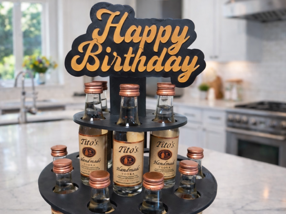 Mini Liquor Bottle Cake Display