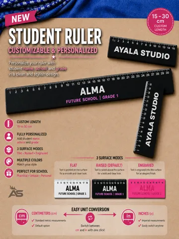 Letrero o emblema decorativo: Student Ruler - Customizable & Personalized — vista de referencia 4
