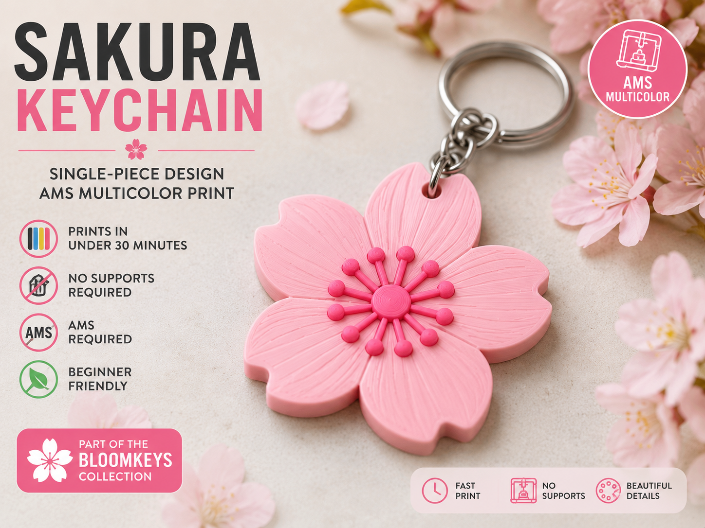Sakura Blossom Keychain | AMS Multicolor