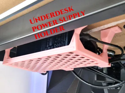 Under Desk Power Supply Brick Holder + Cable Hider