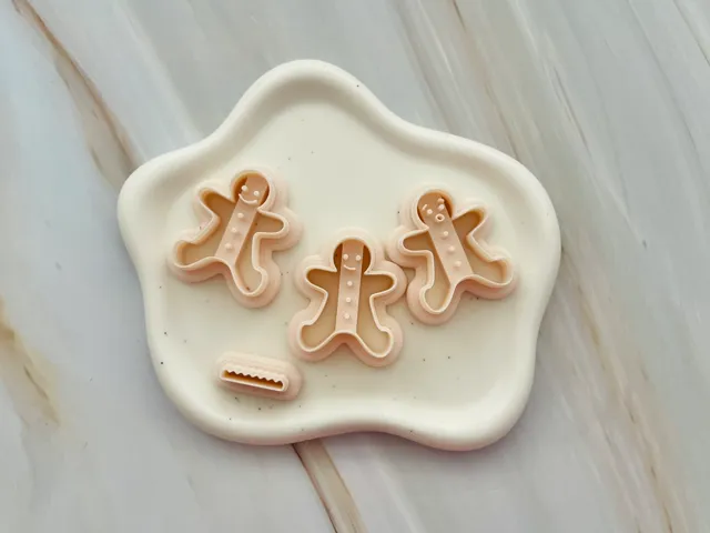 Gingerbread Man Polymer Clay Earrings Cutter