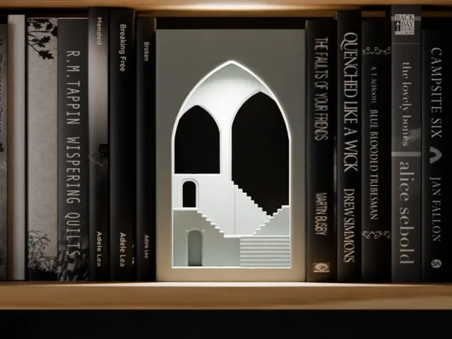 Book Nook Lamp. Mystical Temple Book End light