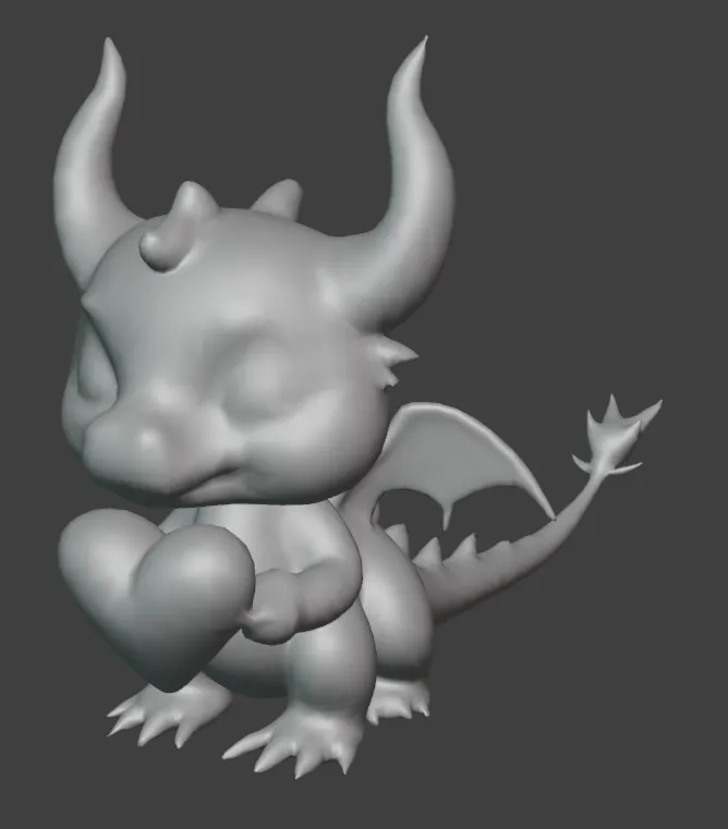 Cute dragon with heart - Free 3D Print Model - MakerWorld