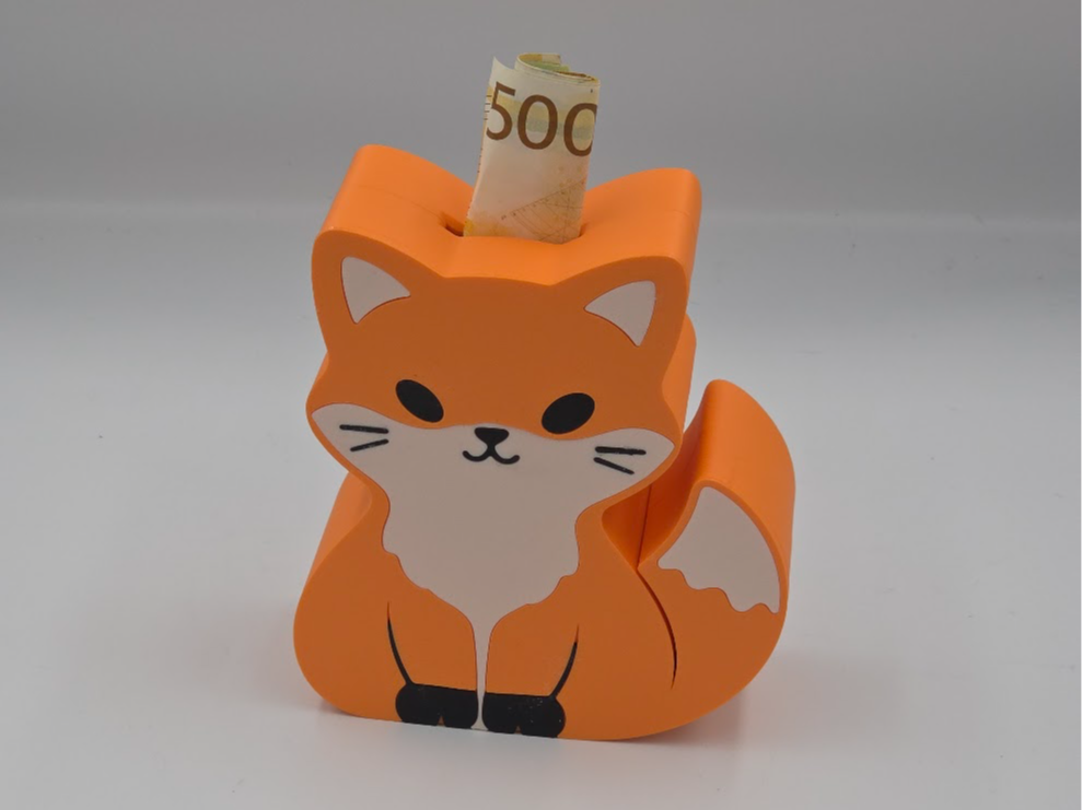 Cute Fox Piggy Bank – Multi-Part, No AMS