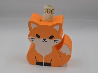 Cute Fox Piggy Bank – Multi-Part, No AMS