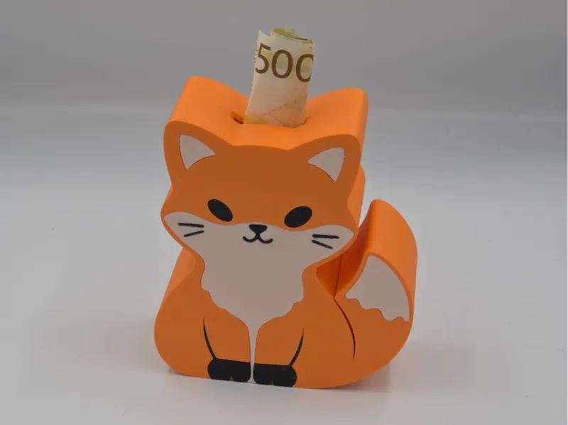 Cute Fox Piggy Bank – Multi-Part, No AMS