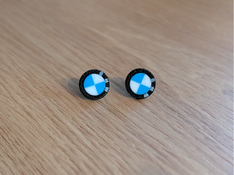 BMW Logo Detailed Stud Earrings (0.2mm Nozzle)