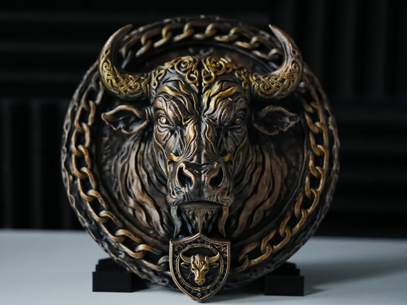 Epic Bronze Guardian Bull Relief - Epischer Stier