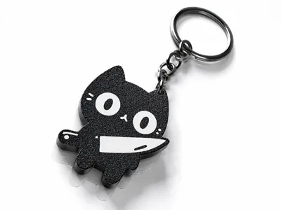 Black cat keychain - Black cat holding a knife