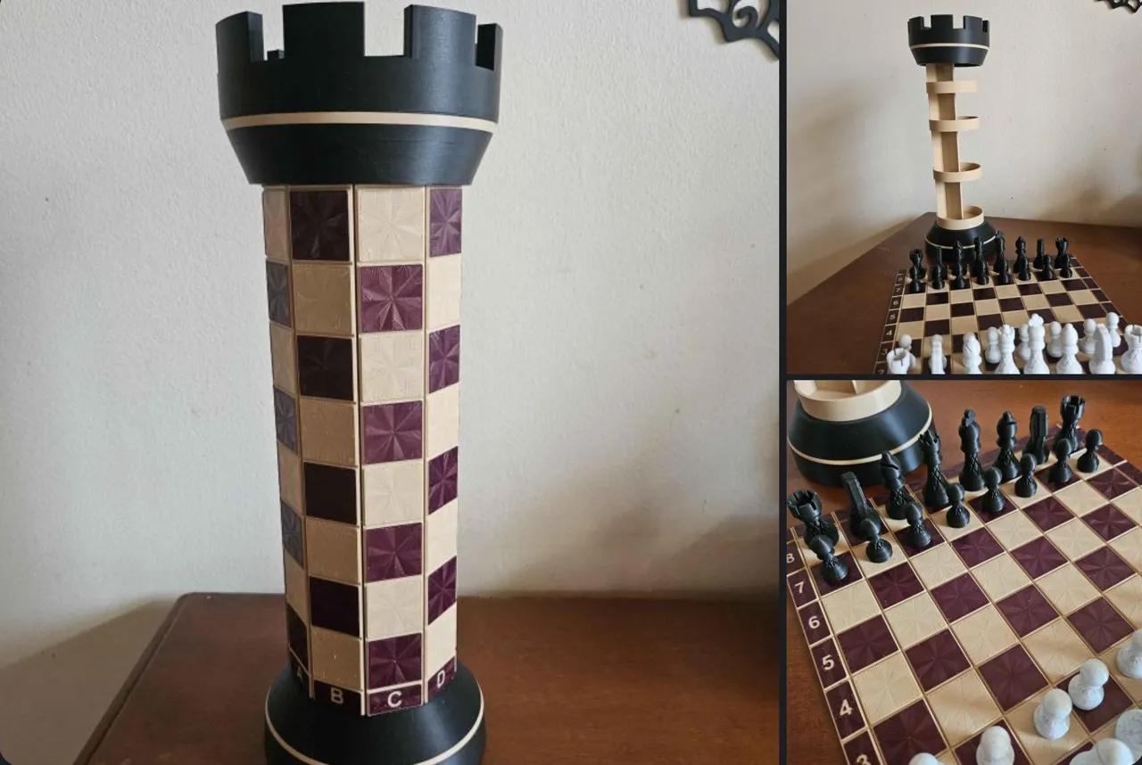 Chess box tower set with foldable board game view 3