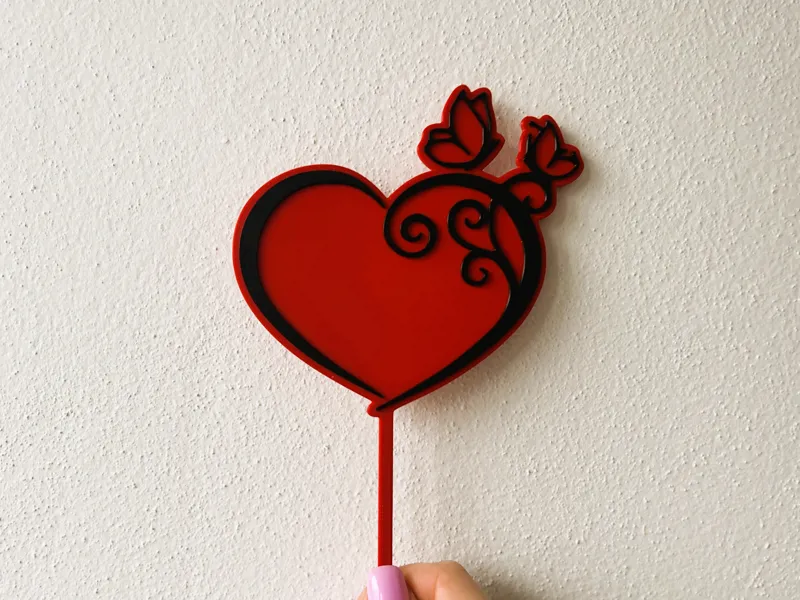2D Heart on stick with butterfles