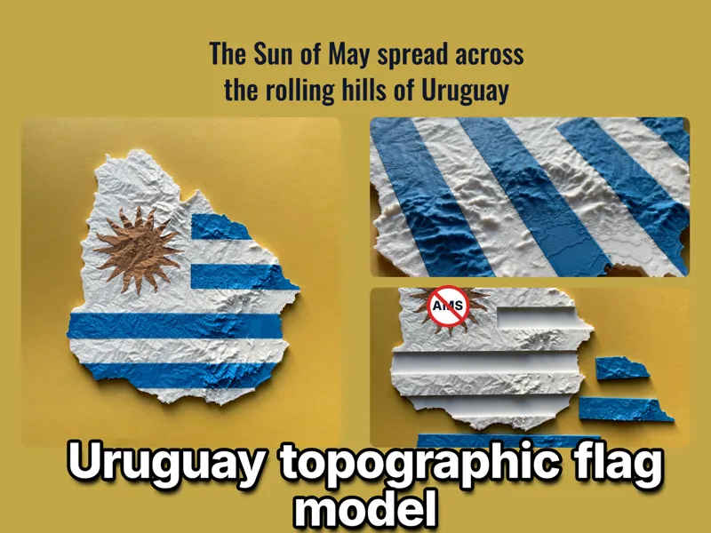 Uruguay topography flag model