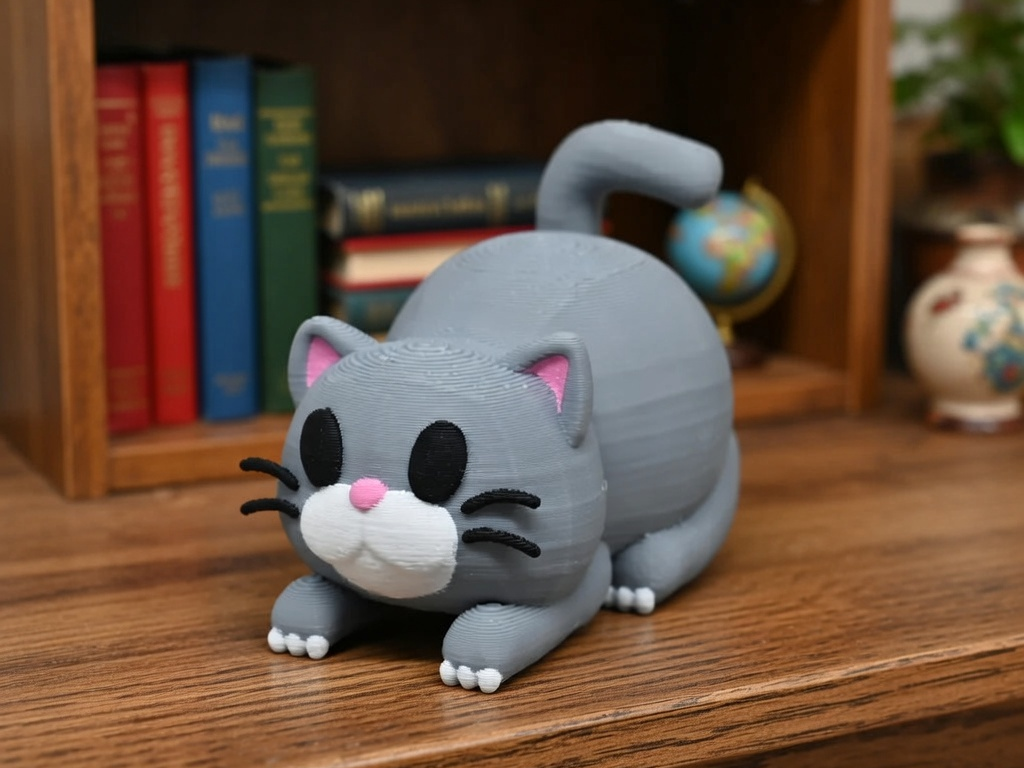 Cute Chubby Playful Cat Figurine 