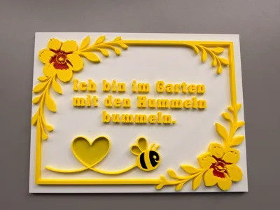 Garden Decorative Sign / Wall Art with Bees & Flowers