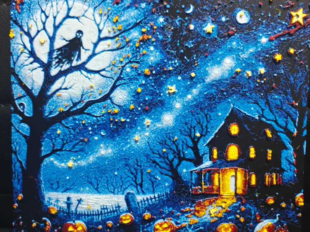 Haunted House Starry Night Halloween (2 versions)