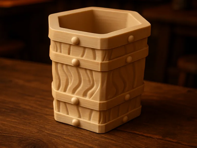 Fantasy Hex Dice Cup – Barrel Style for RPG Games