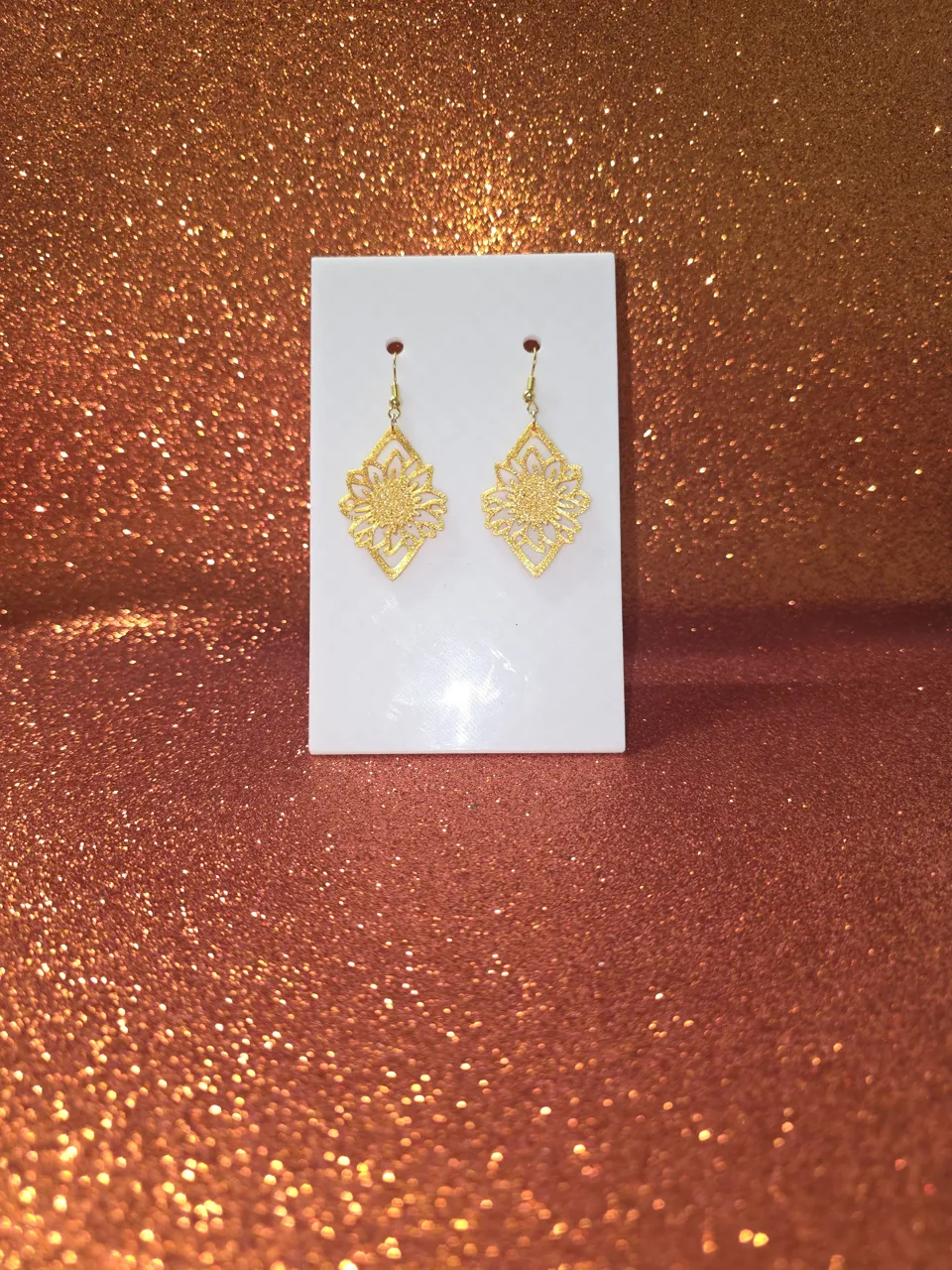 Sunflower in the rhombus earrings view 2