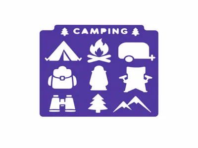 Camping Tracing Stencil | Kids Drawing Template