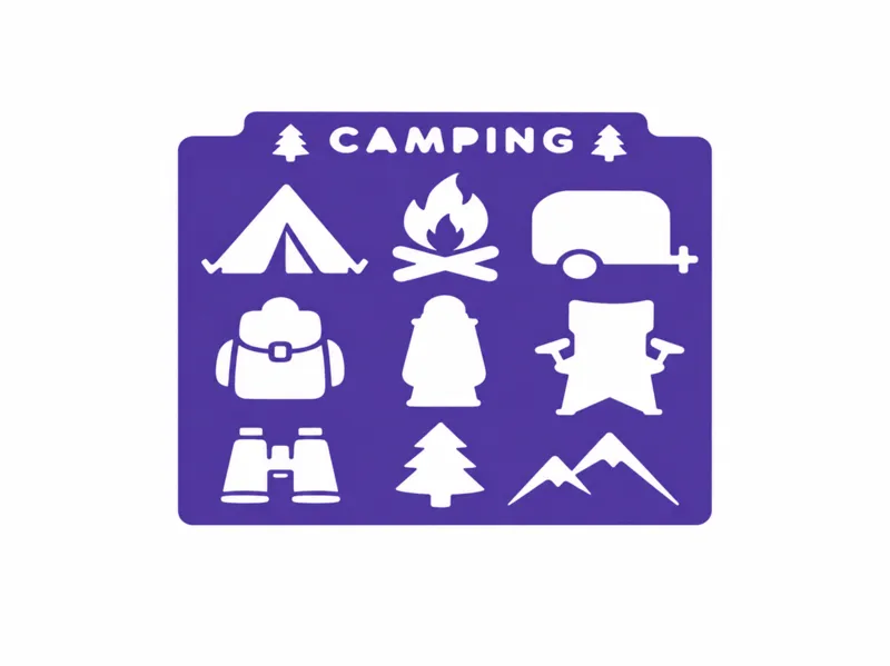 Camping Tracing Stencil | Kids Drawing Template