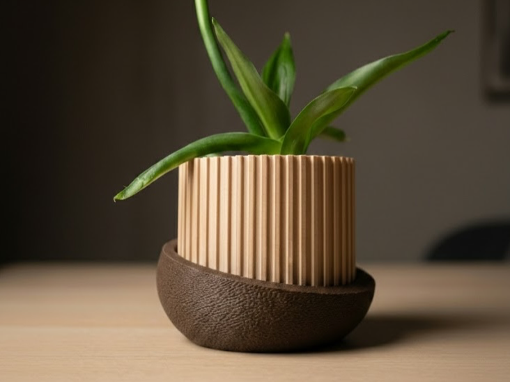 Japandi Planter With Drip Tray