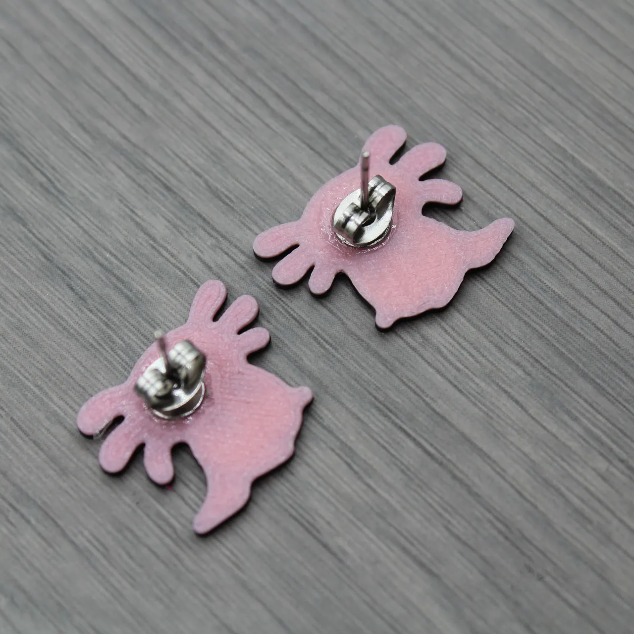 Cute Pink Mexican Axolotl Earrings view 3