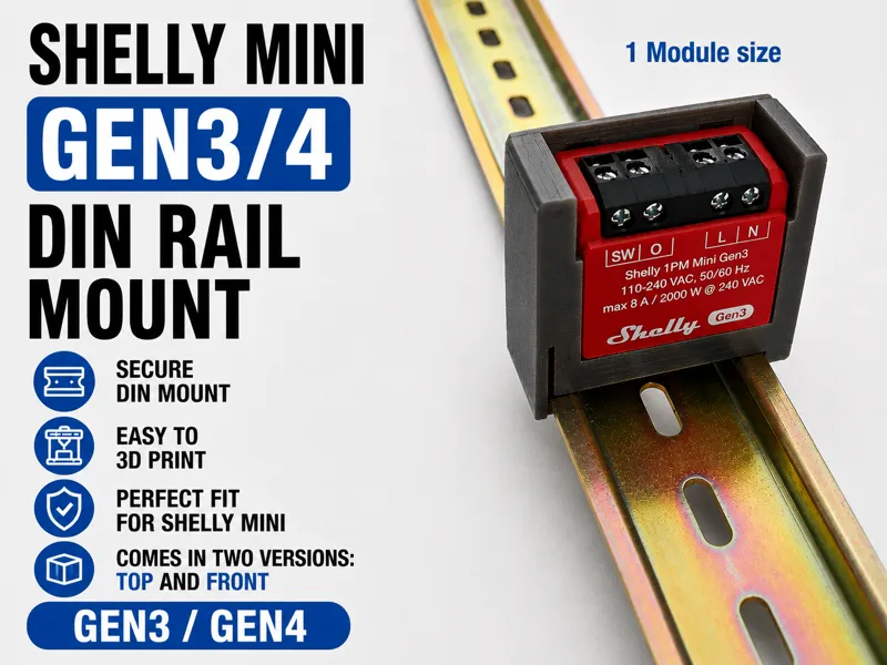 Din Rail Mount (1 module) for Shelly Mini Gen 3/4