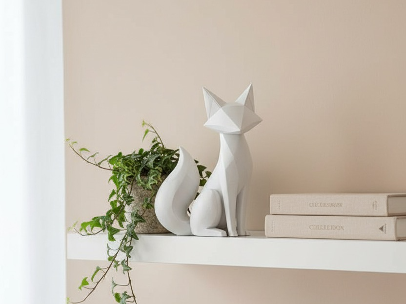 volpe geometrica low poly - scultura decorativa