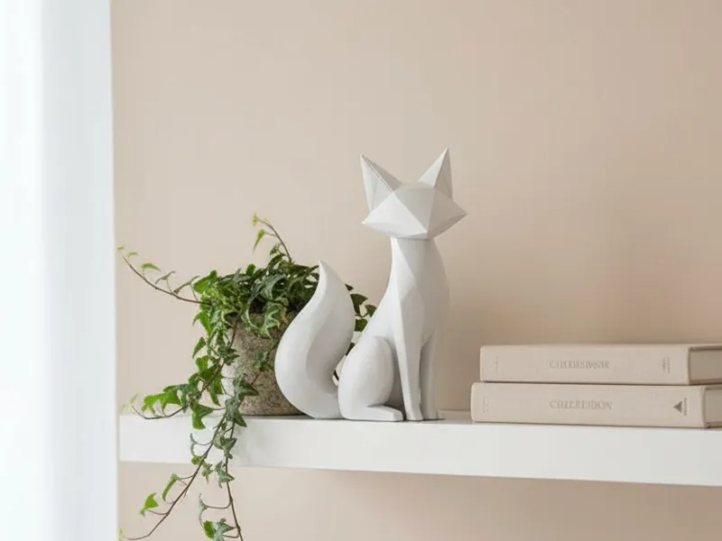 volpe geometrica low poly - scultura decorativa