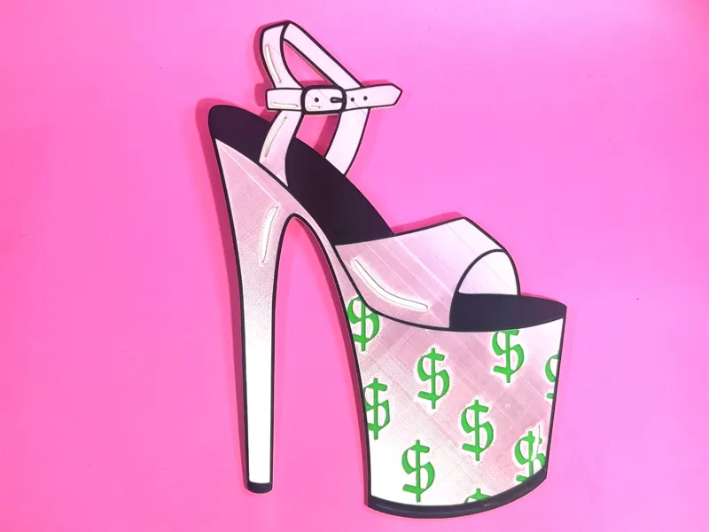 Stripper heel money sign wall art