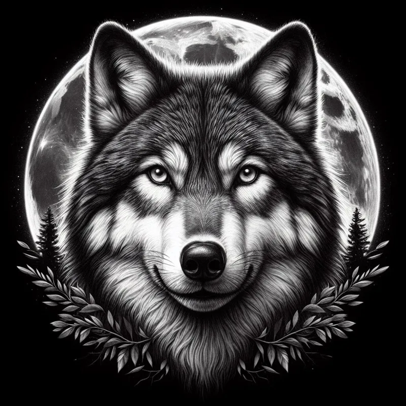 Wolf and moon Hueforge