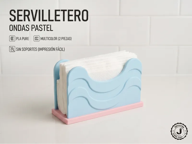 Servilletero con Diseño de Ondas Estilo Pastel