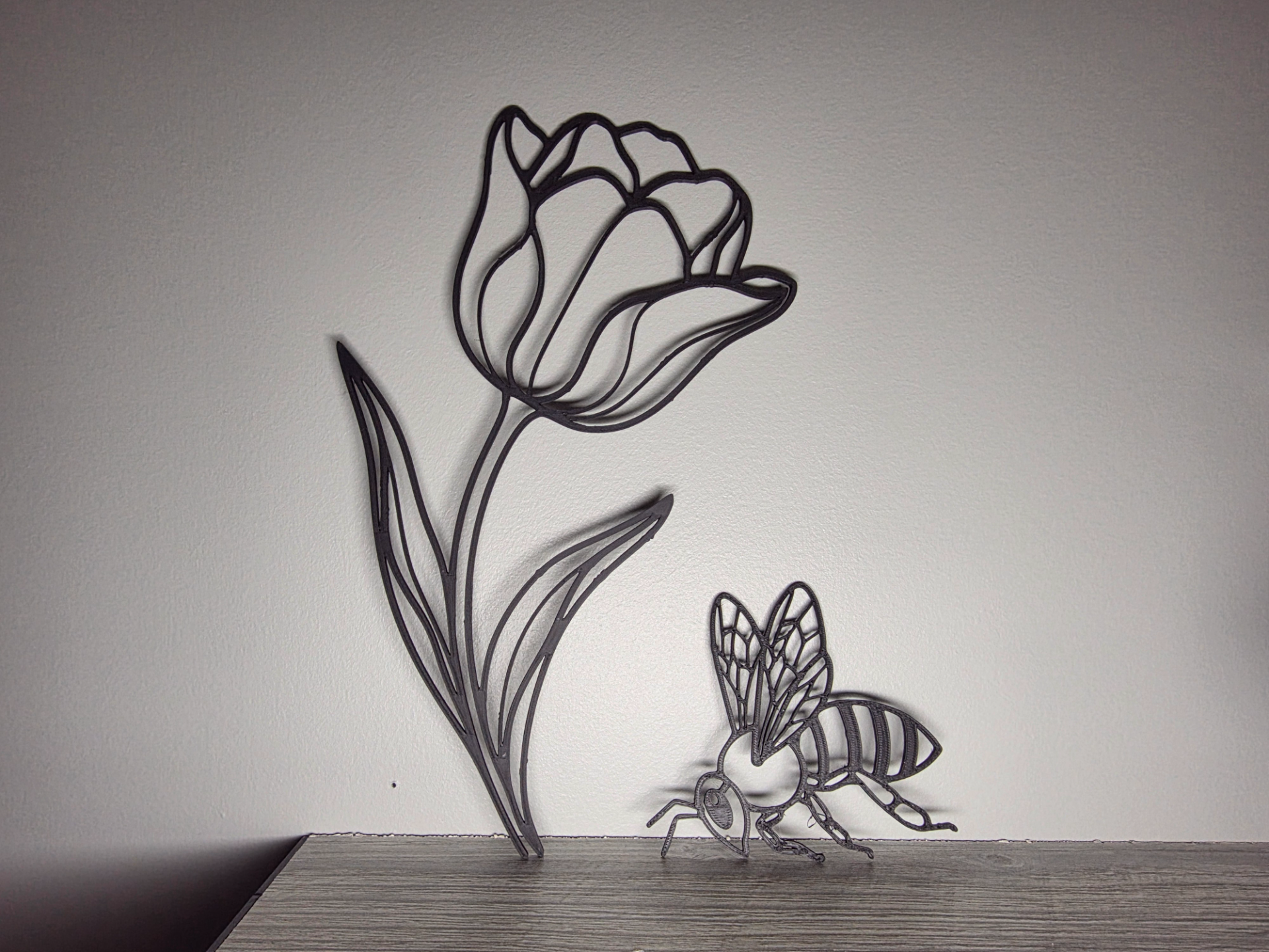 Tulip and Bee Wall Art Decor
