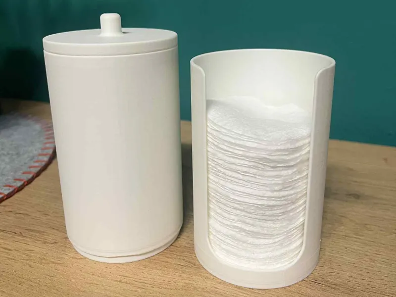 Container for makeup remover pads and cotton swabs