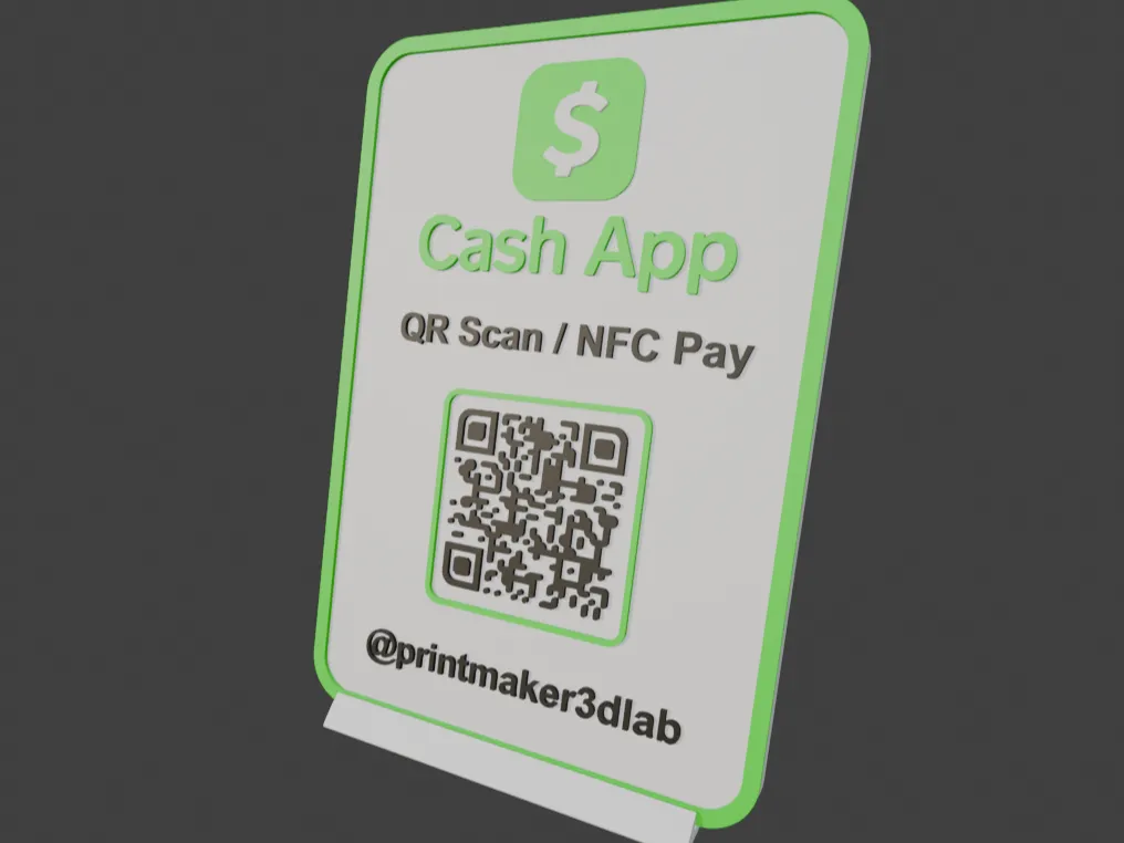 Stand CashApp QR Code+ NFC , personalize it - Free 3D Print Model ...