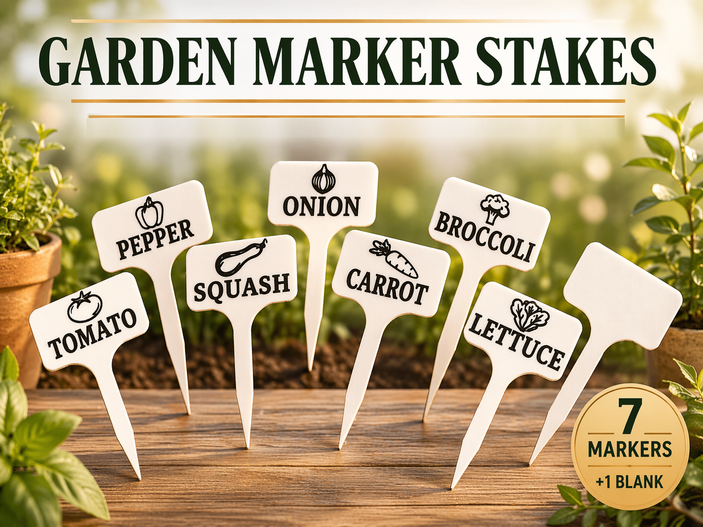 Garden Marker Stakes - 8 Pack,  Plant Tags Set 1