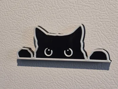 Cat peeking fridge magnet