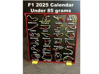 F1 2025 Calendar - 3-Sector Multicolor City Names