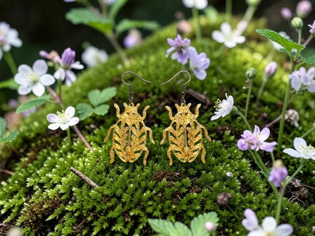 Leaf beetle earrings