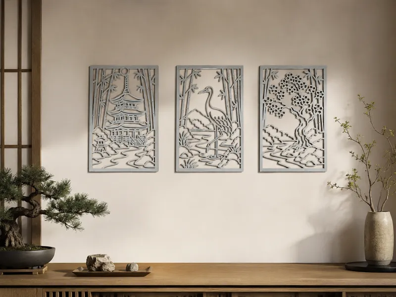 Japanese Triptych Wall Decor